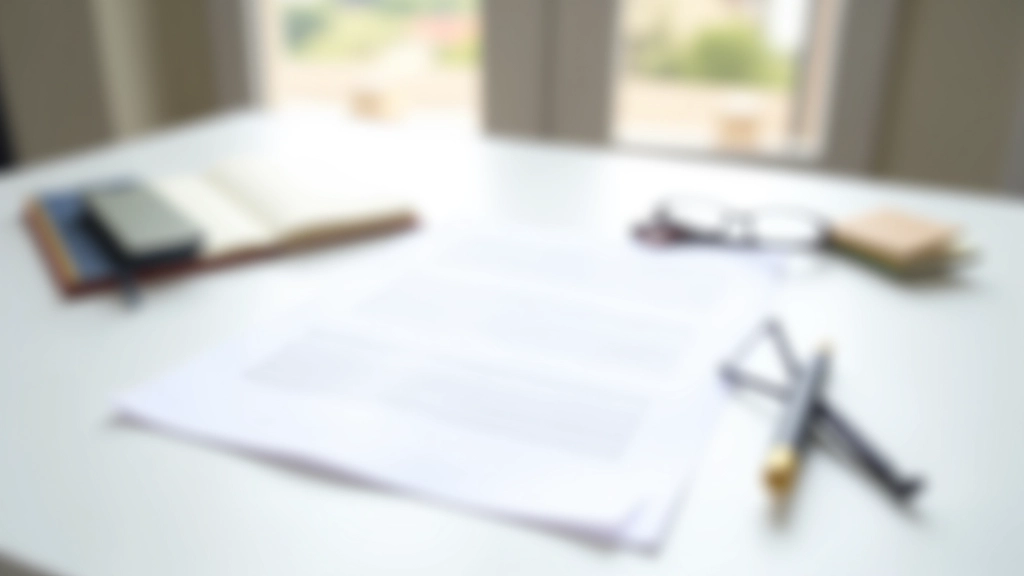 Documento de política de privacidade aberto na mesa de escritório com caneta e óculos de leitura